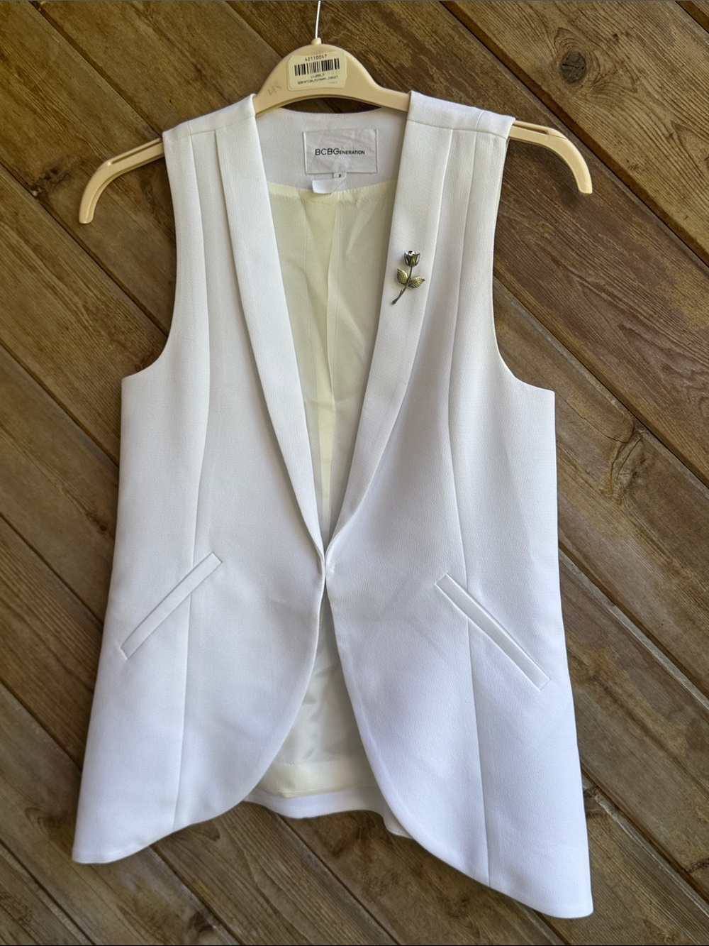 BCBGeneration White Tailored Sleeveless Blazer vest size xs